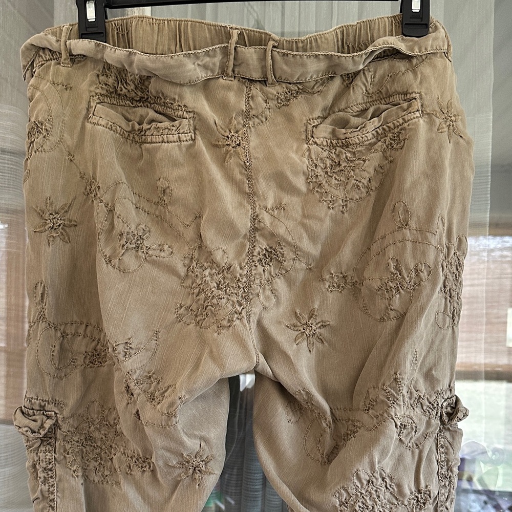 Soft surroundings Green-Taupe Embroidered Cargo Pants - Picture 8 of 12
